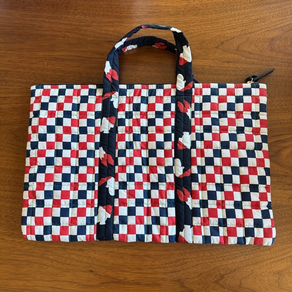 NWT Clare V. Checkerboard Navy Red Laptop Case - Picture 5 of 9